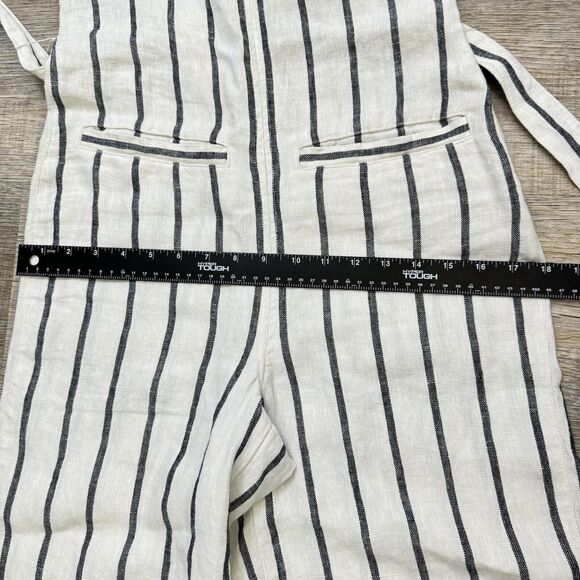 Faherty Catalina Linen Stripe Sleeveless Waist Tie Wide Leg Jumpsuit Romper Xxs - Picture 9 of 11